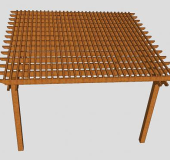 雪松木材木棚花架SU模型下载_sketchup草图大师SKP模型