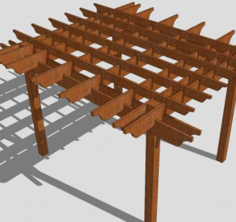 绿廊藤架花架SU模型下载_sketchup草图大师SKP模型