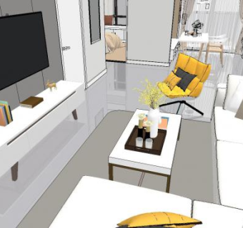 现代北欧风格整体家装客厅SU模型下载_sketchup草图大师SKP模型