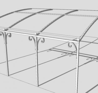 铁制绿廊弧檐花架SU模型下载_sketchup草图大师SKP模型