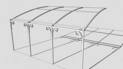 铁制绿廊弧檐花架SU模型下载_sketchup草图大师SKP模型