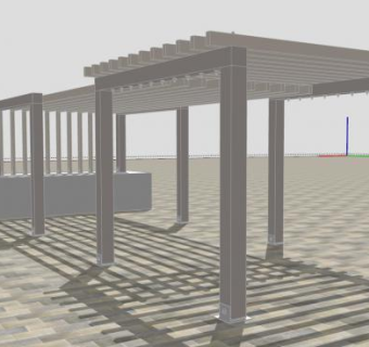 社区凉棚花架休闲区SU模型下载_sketchup草图大师SKP模型