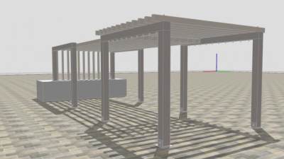 社区凉棚花架休闲区SU模型下载_sketchup草图大师SKP模型