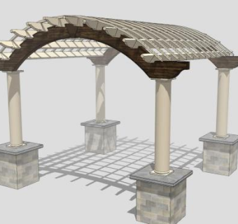 拱顶凉棚花架SU模型下载_sketchup草图大师SKP模型