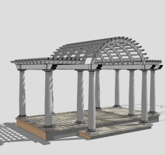 欧式风拱顶凉棚花架SU模型下载_sketchup草图大师SKP模型