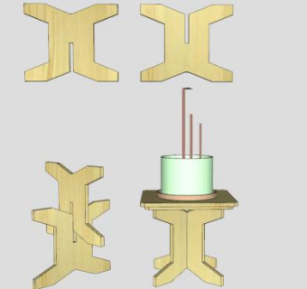 拼接木桌花架盆栽SU模型下载_sketchup草图大师SKP模型