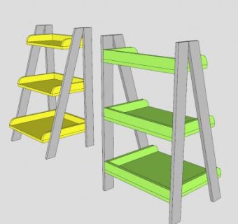 黄绿色梯形塑料花架SU模型下载_sketchup草图大师SKP模型