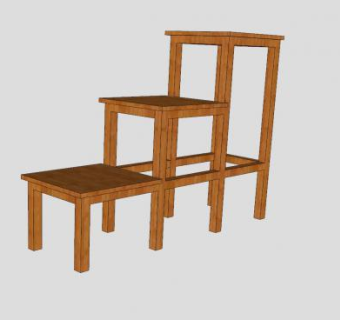 木制摆设梯形花架SU模型下载_sketchup草图大师SKP模型