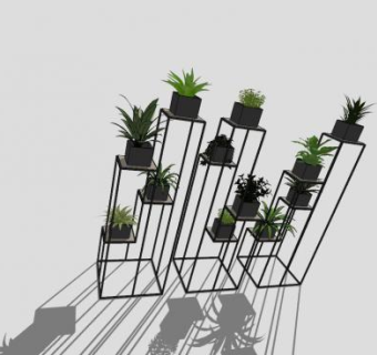 落地式室内花架SU模型下载_sketchup草图大师SKP模型