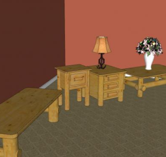 原木家具花架SU模型下载_sketchup草图大师SKP模型