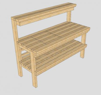 5英尺盆栽板凳花架SU模型下载_sketchup草图大师SKP模型