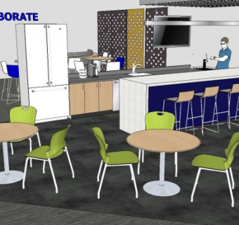 行动中心咖啡吧SU模型下载_sketchup草图大师SKP模型