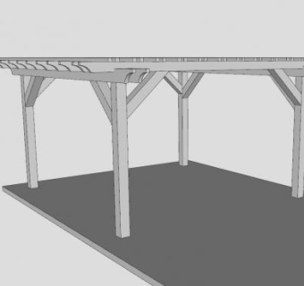 独立式的花架凉棚SU模型下载_sketchup草图大师SKP模型
