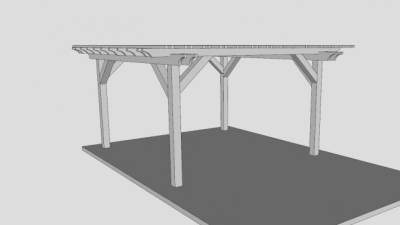 独立式的花架凉棚SU模型下载_sketchup草图大师SKP模型