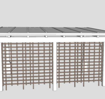斜檐隔断木棚花架SU模型下载_sketchup草图大师SKP模型