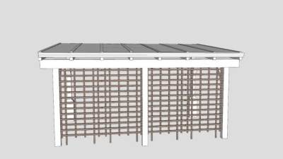 斜檐隔断木棚花架SU模型下载_sketchup草图大师SKP模型