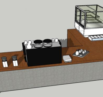 现代木质咖啡吧SU模型下载_sketchup草图大师SKP模型