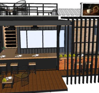 休闲咖啡馆SU模型下载_sketchup草图大师SKP模型
