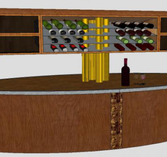 木质吧台酒吧SU模型下载_sketchup草图大师SKP模型