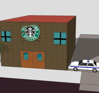 星巴克咖啡吧SU模型下载_sketchup草图大师SKP模型