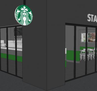 星巴克咖啡馆SU模型下载_sketchup草图大师SKP模型