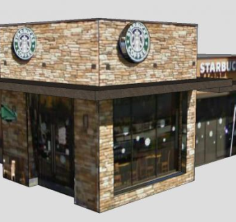复古星巴克咖啡装修SU模型下载_sketchup草图大师SKP模型