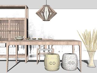 现代家居客厅桌椅软装组合SU模型下载_sketchup草图大师SKP模型