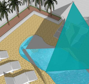 后院游泳池的观赏树SU模型下载_sketchup草图大师SKP模型