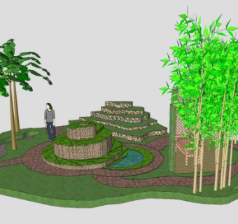 草本植物螺旋花园SU模型下载_sketchup草图大师SKP模型