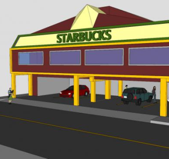 星巴克咖啡装修SU模型下载_sketchup草图大师SKP模型