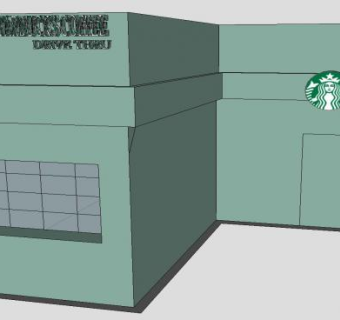 绿色建筑星巴克SU模型下载_sketchup草图大师SKP模型