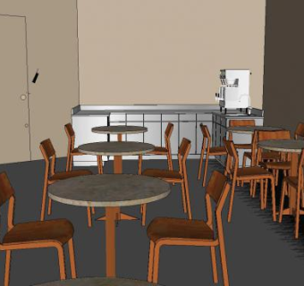 木质星巴克咖啡馆SU模型下载_sketchup草图大师SKP模型