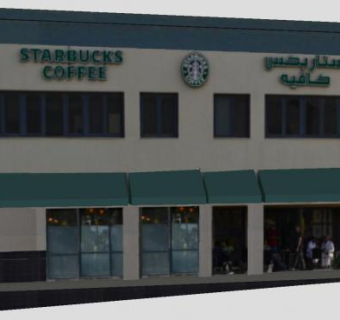 霍巴滨海路星巴克咖啡馆SU模型下载_sketchup草图大师SKP模型