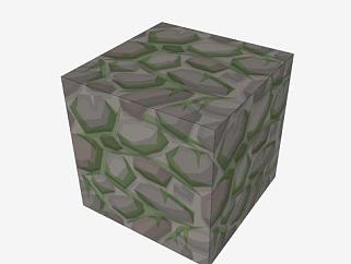 立方体石头上的苔藓SU模型下载_sketchup草图大师SKP模型
