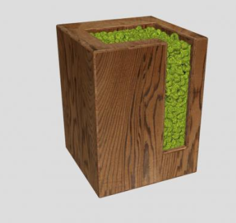 现代木盆栽中的苔藓SU模型下载_sketchup草图大师SKP模型