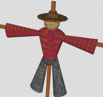 诡异微笑的稻草人SU模型下载_sketchup草图大师SKP模型