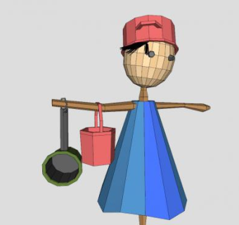 穿裙子的稻草人SU模型下载_sketchup草图大师SKP模型