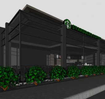 星巴克咖啡店sketchup模型下载_sketchup草图大师SKP模型