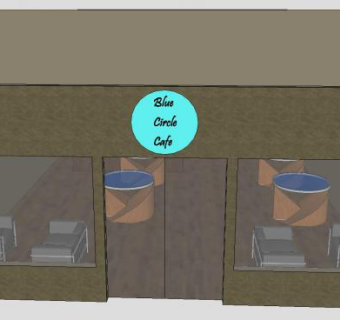 蓝色圆咖啡馆SU模型下载_sketchup草图大师SKP模型