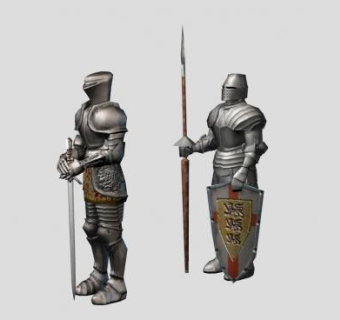 双人盔甲骑士SU模型下载_sketchup草图大师SKP模型