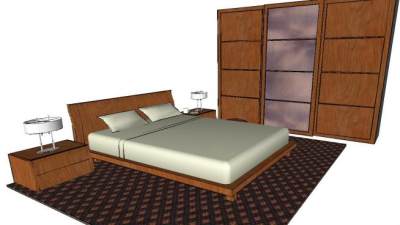 现代家居主卧室装修SU模型下载_sketchup草图大师SKP模型