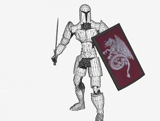 身穿铁制盔甲的骑士SU模型下载_sketchup草图大师SKP模型
