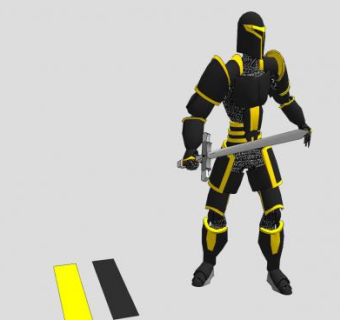 黑色镶金边盔甲骑士SU模型下载_sketchup草图大师SKP模型