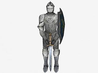 欧洲中世纪哥特式盔甲骑士SU模型下载_sketchup草图大师SKP模型