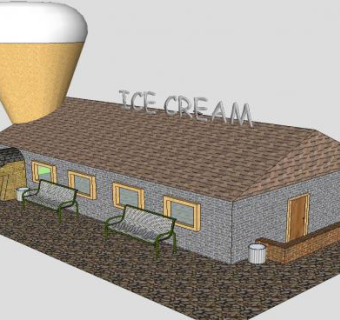 冰淇淋店装修SU模型下载_sketchup草图大师SKP模型