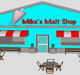 迈克甜品冰淇淋店SU模型下载_sketchup草图大师SKP模型
