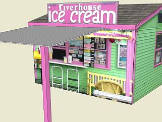 冰淇淋甜品展厅SU模型下载_sketchup草图大师SKP模型
