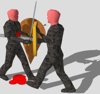 中剑受伤的骑士SU模型下载_sketchup草图大师SKP模型