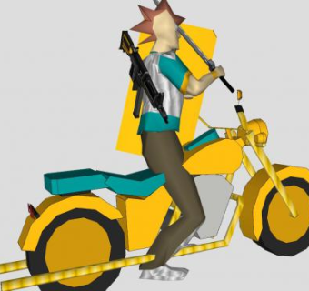 骑着机车的军阀SU模型下载_sketchup草图大师SKP模型