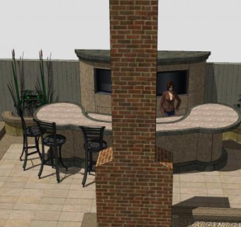 娱乐定制户外厨房SU模型下载_sketchup草图大师SKP模型